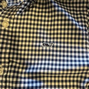 Vineyard Vines Boys Navy and White Gingham Shirt Size 6